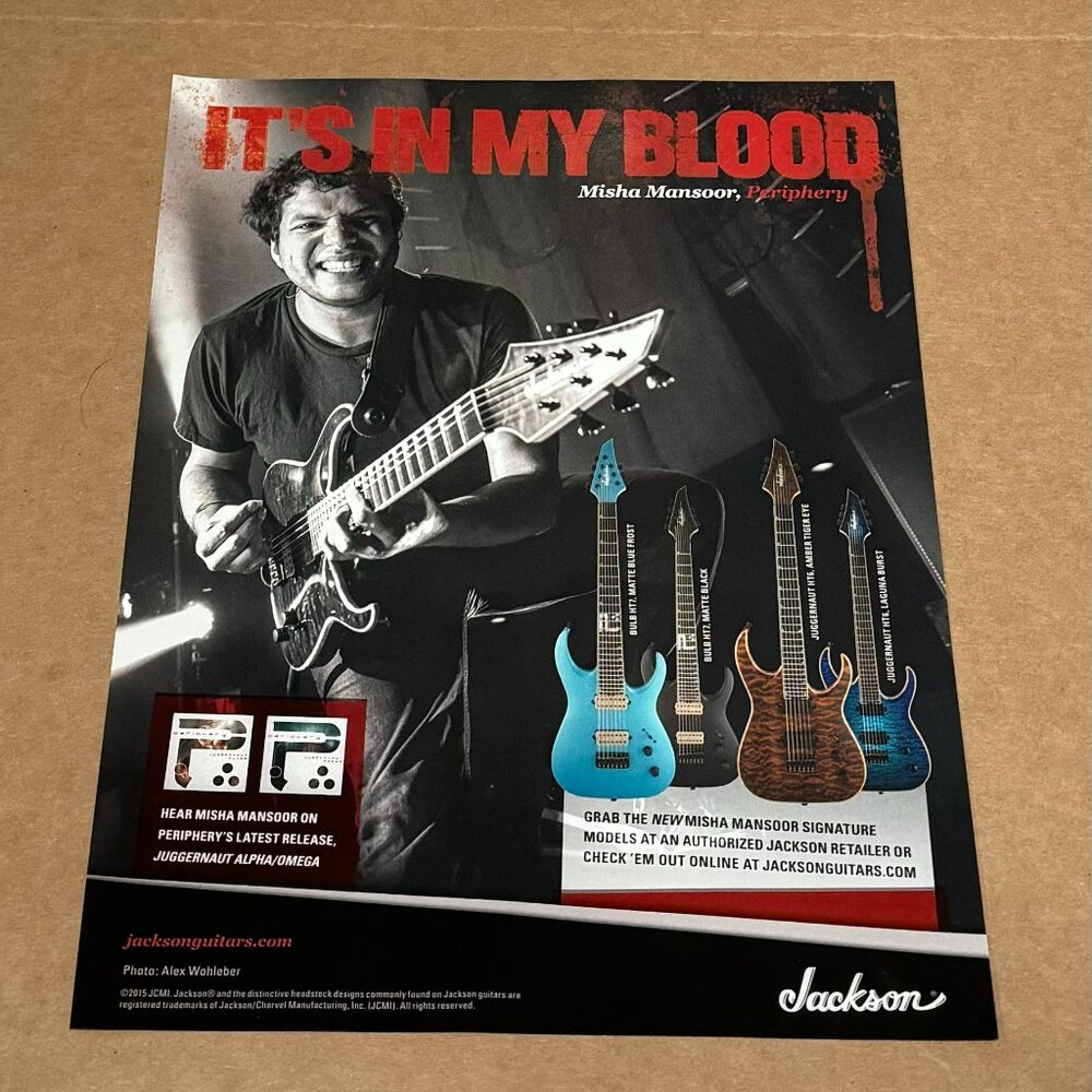 Misha Mansoor of Periphery - Jackson Guitars - 2015 Print Advertisement